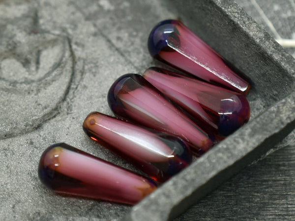 Czech Glass Beads - Drop Beads - Teardrop Beads - Picasso Beads - Faceted Beads - 8x20mm - 2pcs - (3405)