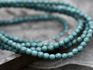 3mm Beads - Czech Glass Beads - Fire Polish Beads - Round Beads - Etched Beads - Matte Beads -  50pcs (5831)