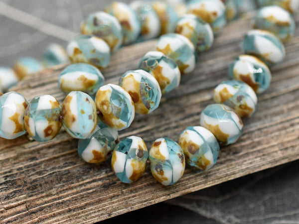 Czech Glass Beads - Picasso Beads - Rondelle Beads - 5x8 Rondelle - Faceted Beads - Fire Polished Rondelle - 25pcs (4337)