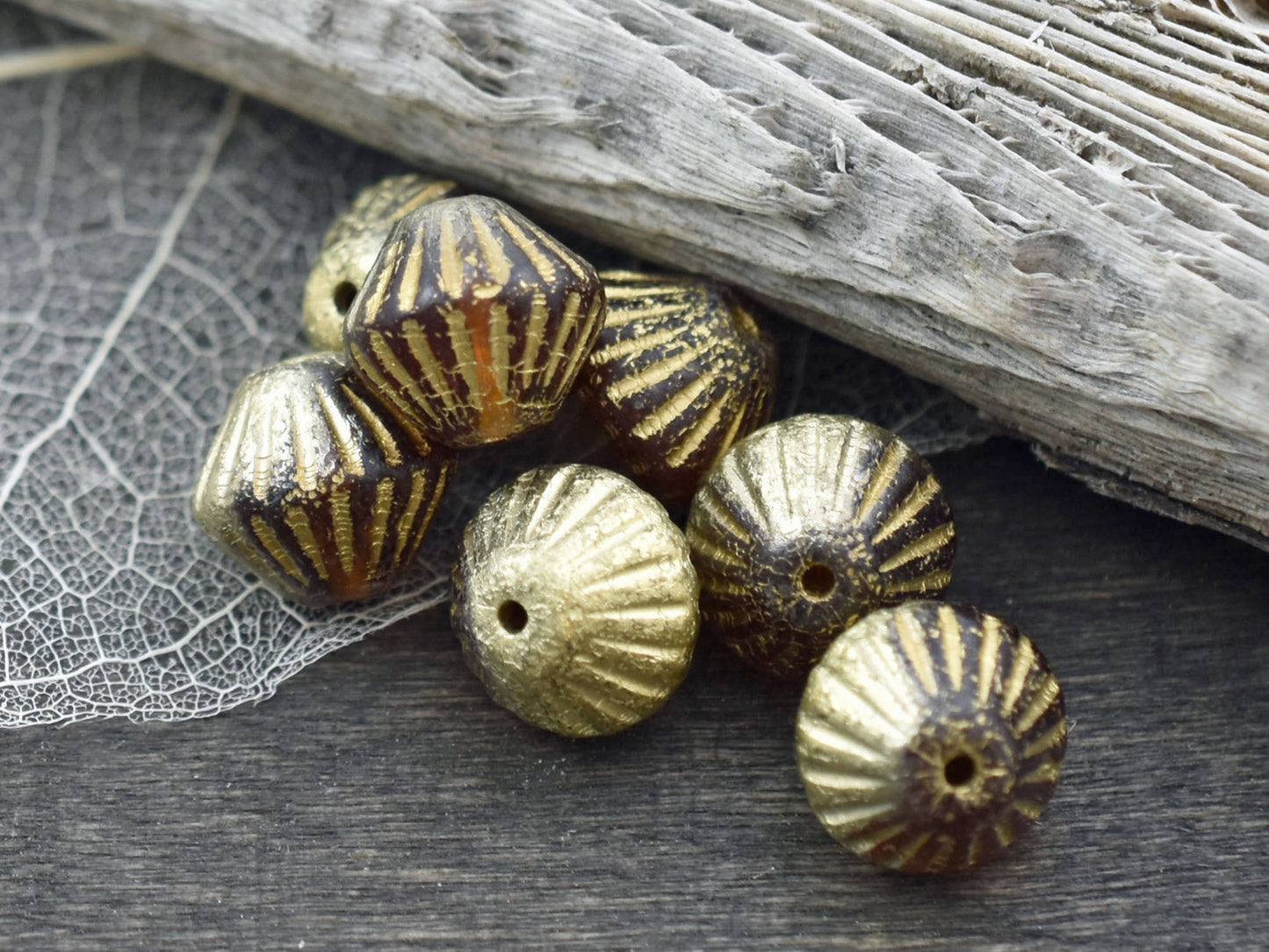 Czech Glass Beads - Bicone Beads - Chunky Beads - Picasso Beads - 11mm - 10pcs (4628)