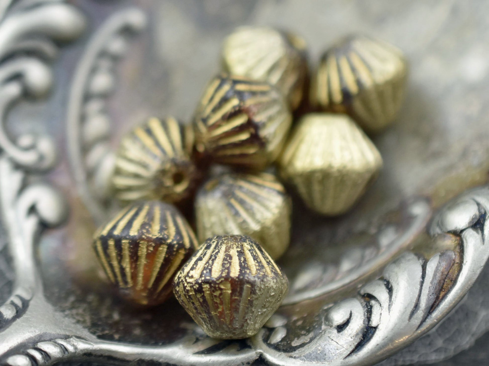 Czech Glass Beads - Bicone Beads - Chunky Beads - Picasso Beads - 11mm - 10pcs (4628)