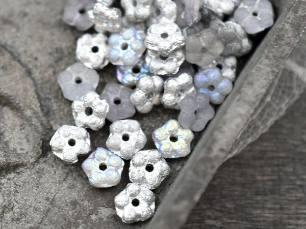 Czech Glass Beads - Daisy Spacers - Daisy Beads - Flower Beads - Forget Me Not Beads - Spacer Beads - 5mm - 50pcs - (1604)