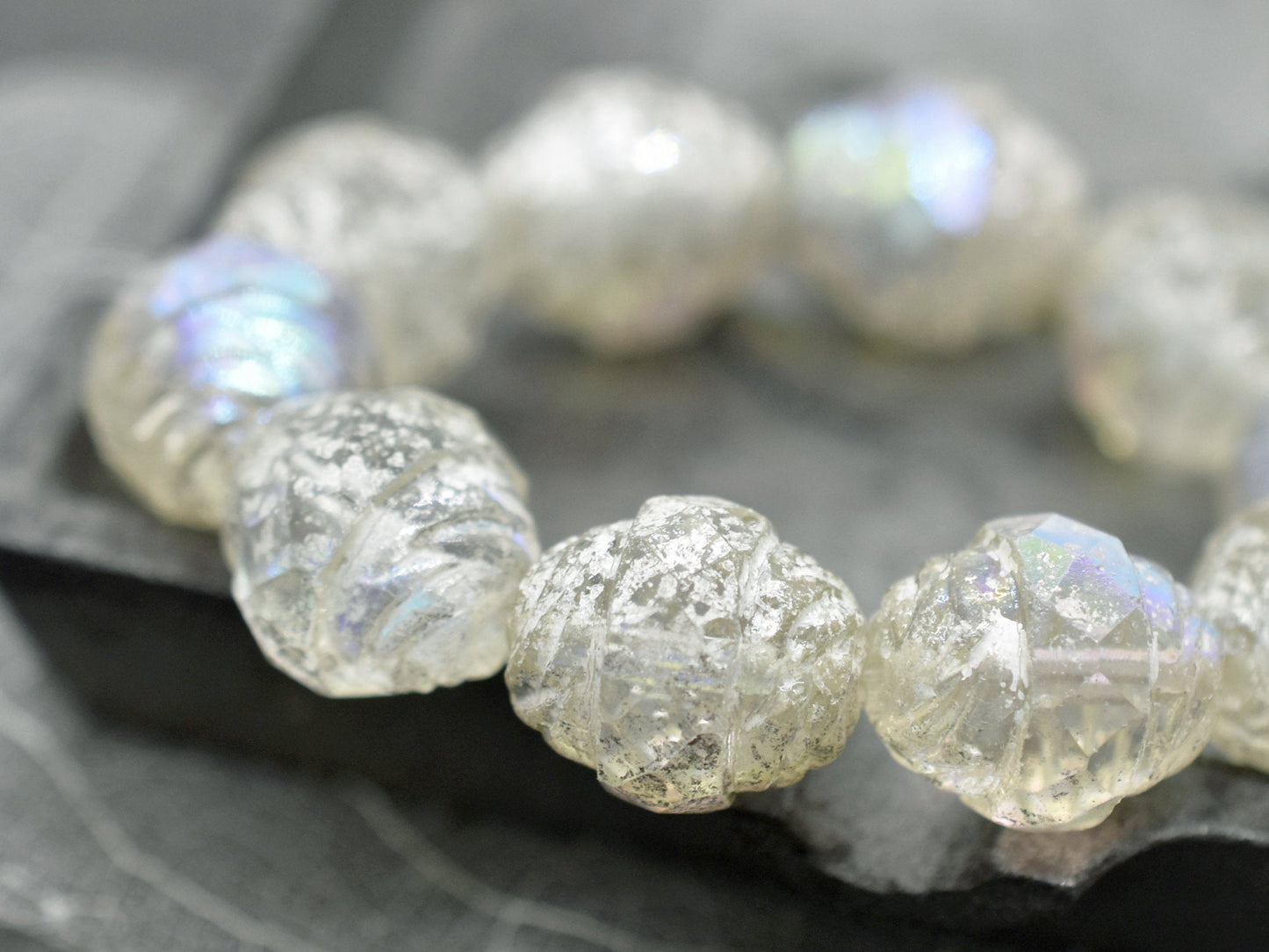 Czech Glass Beads - Turbine Beads - Cathedral Beads - Picasso Beads - Fire Polished Beads - 13x15mm - 4pcs - (B343)