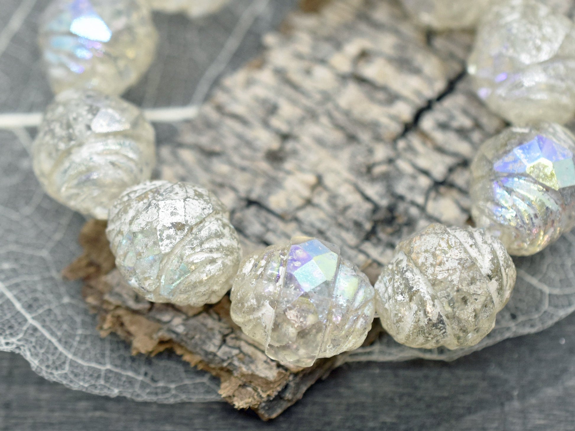 Czech Glass Beads - Turbine Beads - Cathedral Beads - Picasso Beads - Fire Polished Beads - 13x15mm - 4pcs - (B343)