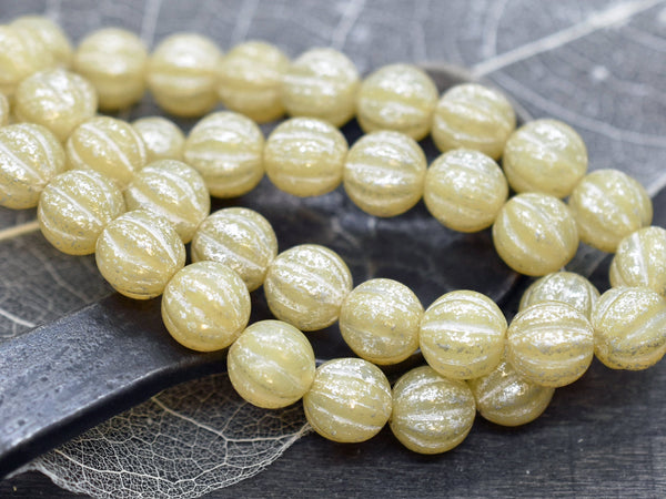 Melon Beads - Picasso Beads - Czech Glass Beads - Round Beads - Bohemian Beads - Fluted Beads - 8mm - 10pcs - (B331)