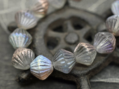 Czech Glass Beads - Bicone Beads - Etched Beads - Matte Beads - Picasso Beads - 11mm - 10pcs (B346)