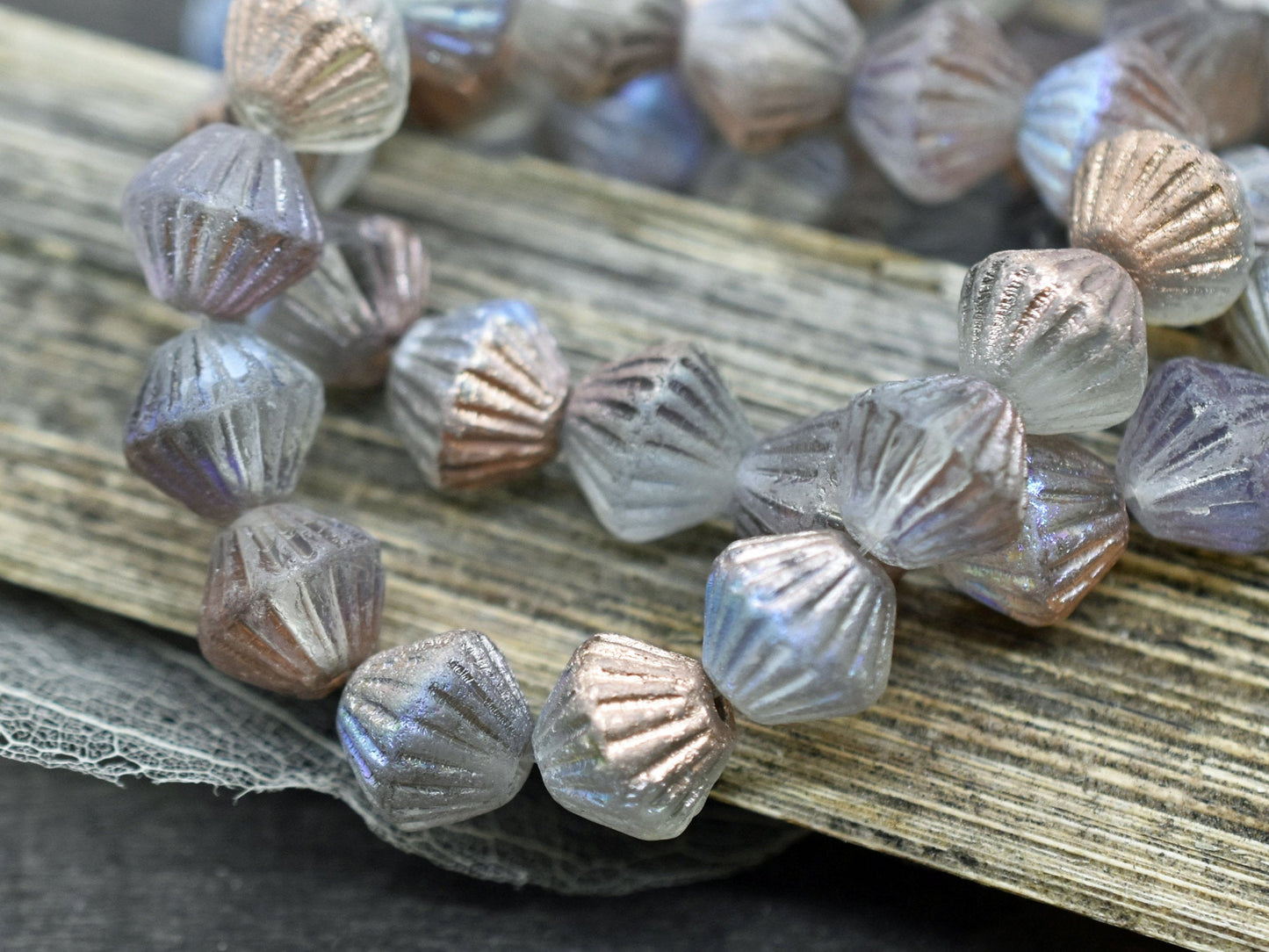 Czech Glass Beads - Bicone Beads - Etched Beads - Matte Beads - Picasso Beads - 11mm - 10pcs (B346)