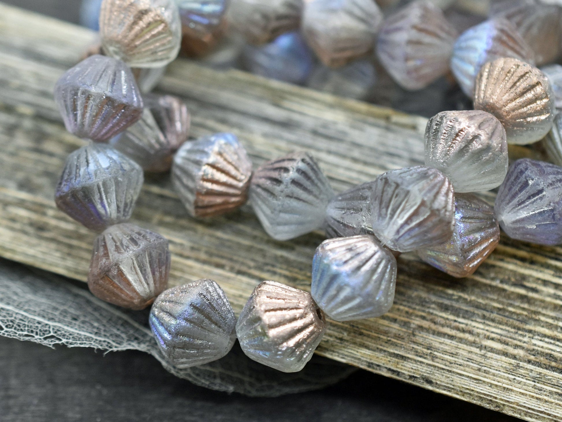 Czech Glass Beads - Bicone Beads - Etched Beads - Matte Beads - Picasso Beads - 11mm - 10pcs (B346)