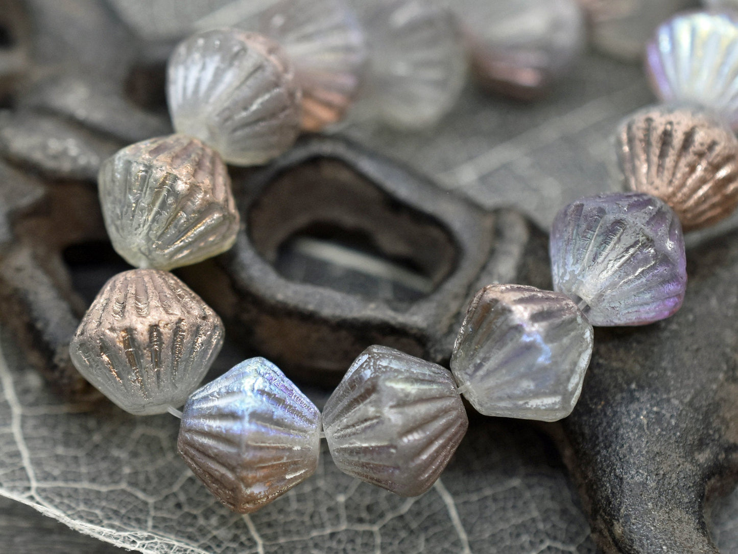 Czech Glass Beads - Bicone Beads - Etched Beads - Matte Beads - Picasso Beads - 11mm - 10pcs (B346)