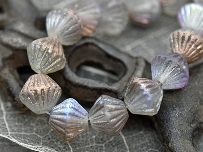 Czech Glass Beads - Bicone Beads - Etched Beads - Matte Beads - Picasso Beads - 11mm - 10pcs (B346)