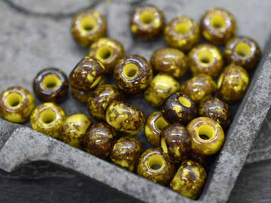 Large Seed Beads - Picasso Beads - Czech Glass Beads - 32/0 Seed Beads - Approx 45 Beads - 20 grams (1807)