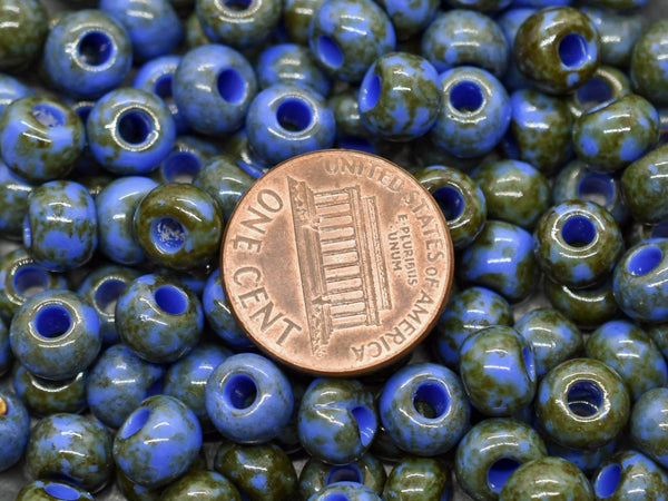 Large Seed Beads - Picasso Beads - Czech Glass Beads - 32/0 Seed Beads - Approx 45 Beads - 20 grams (B168)