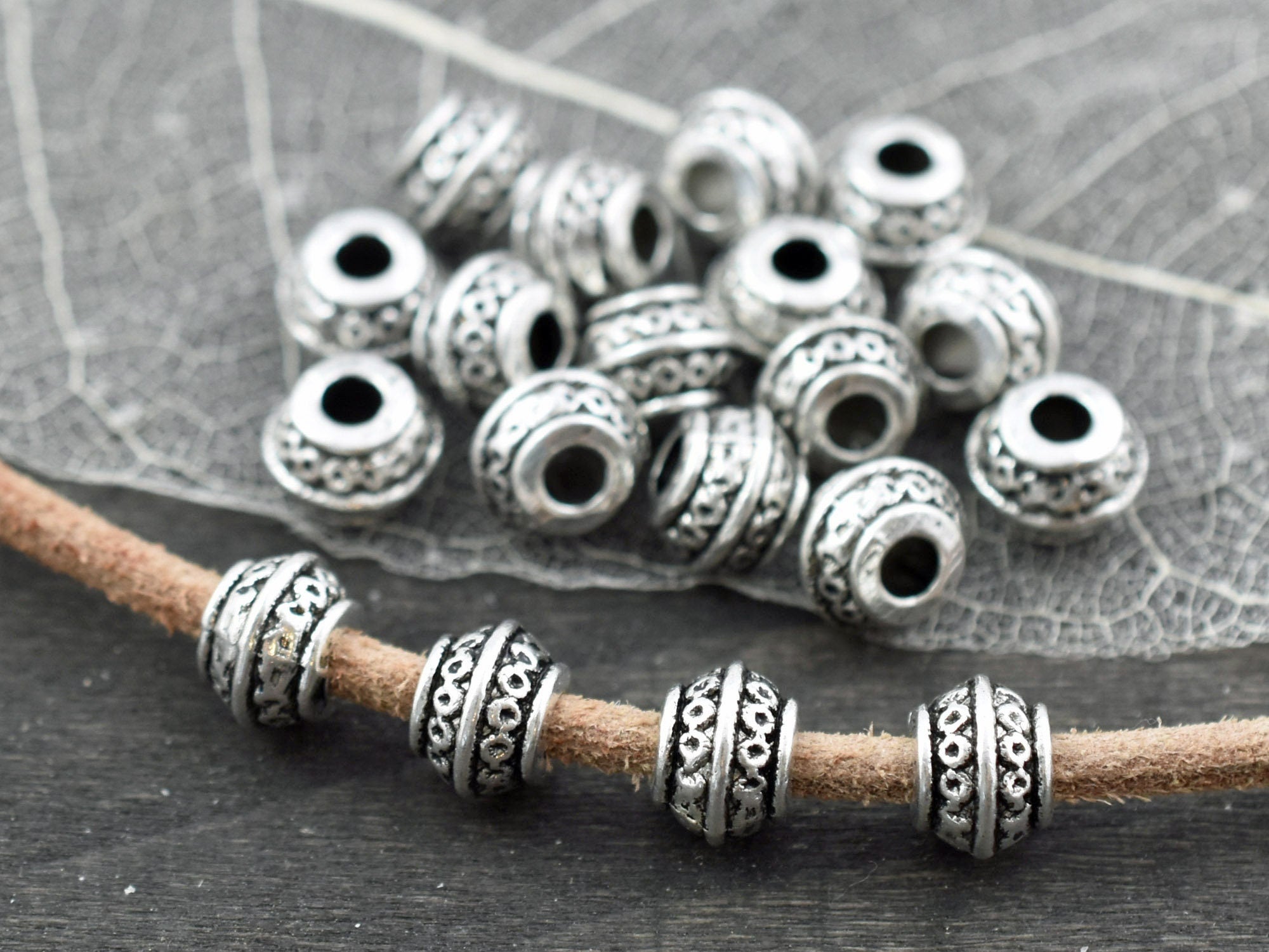 *100* 9x1mm Antique Silver Wavy Disc Spacer Beads Czech Glass Beads by GR8BEADS - The Bead Obsession