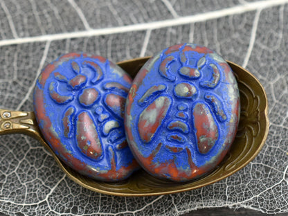 Picasso Beads - Bee Beads - Czech Glass Beads - Travertine Beads - 22x18mm - 2pcs - (A427)