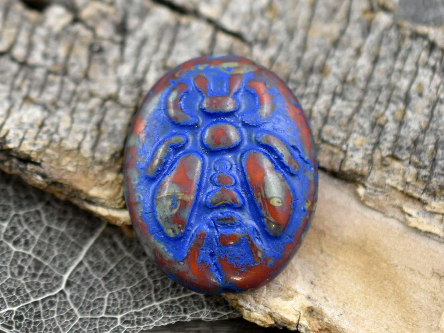 Picasso Beads - Bee Beads - Czech Glass Beads - Travertine Beads - 22x18mm - 2pcs - (A427)