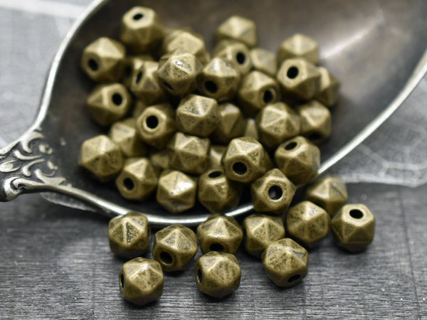 *100* 5x4mm Antique Bronze Wedged Cube Spacer Beads