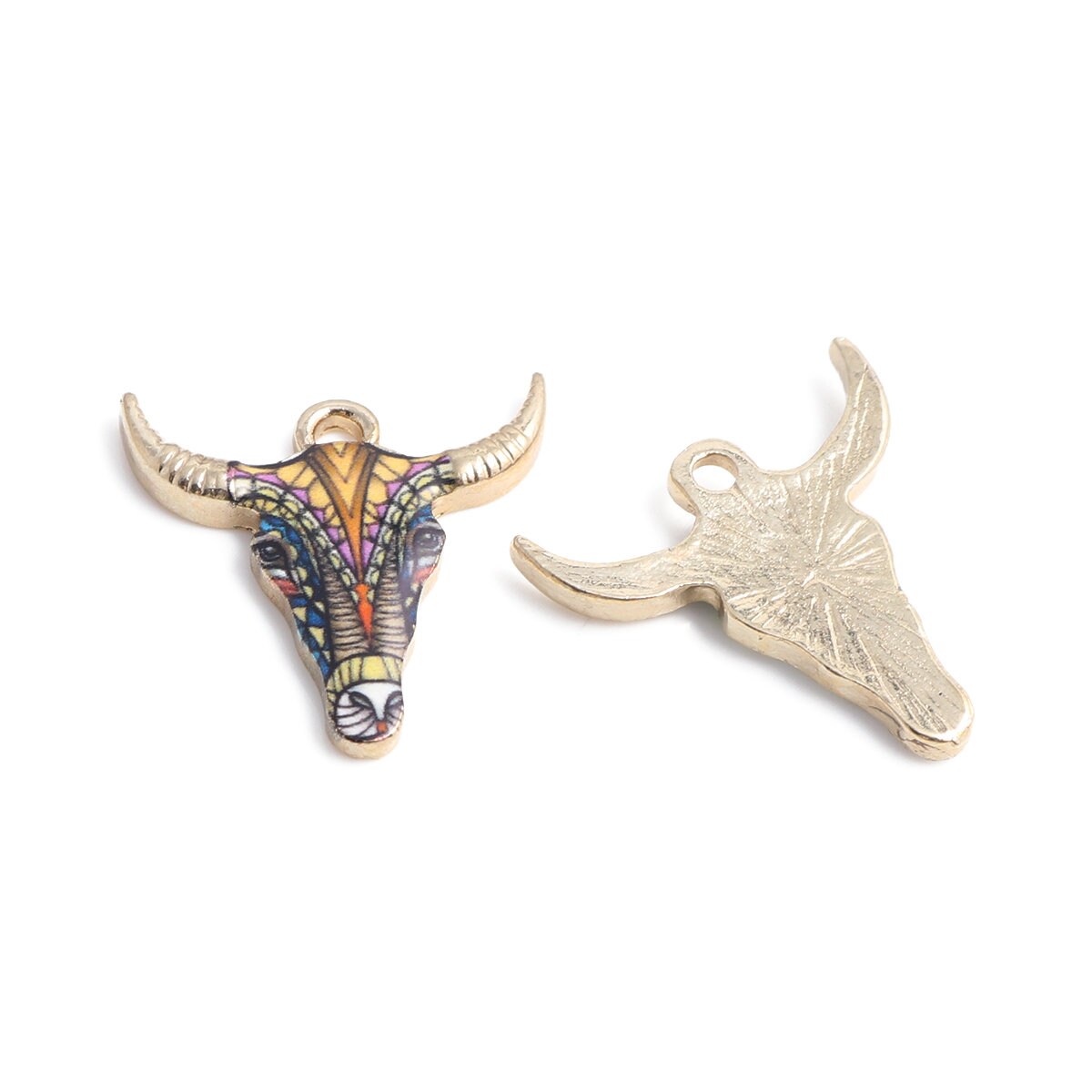 *10* 22x21mm Floral Enamel Cow Head Charms