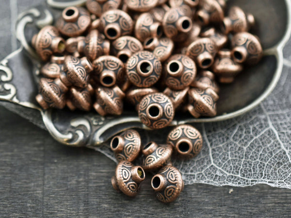 *50* 6mm Antique Copper Bicone Spacer Beads