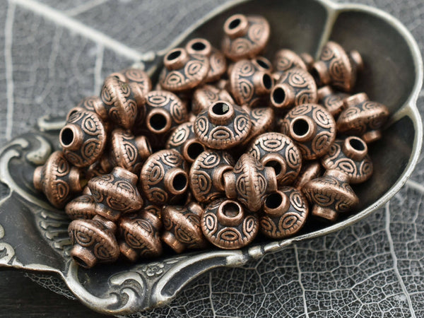 *50* 6mm Antique Copper Bicone Spacer Beads