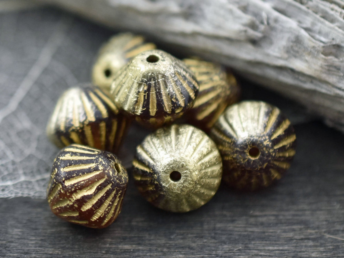 Czech Glass Beads - Bicone Beads - Chunky Beads - Picasso Beads - 11mm - 10pcs (4628)