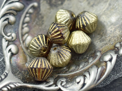 Czech Glass Beads - Bicone Beads - Chunky Beads - Picasso Beads - 11mm - 10pcs (4628)