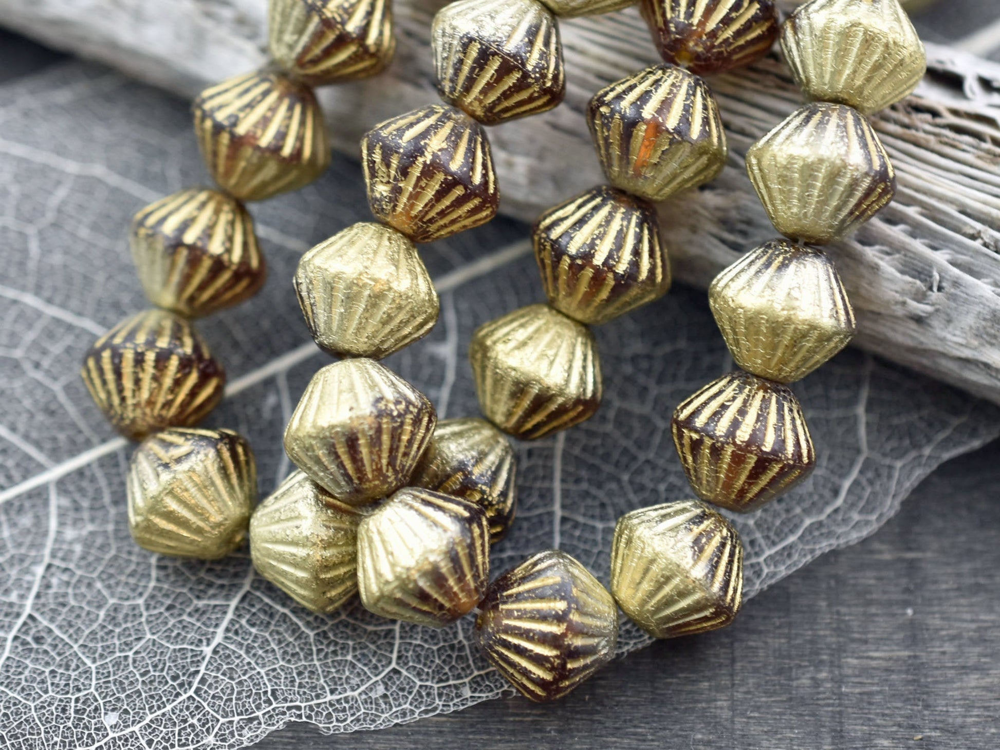 Czech Glass Beads - Bicone Beads - Chunky Beads - Picasso Beads - 11mm - 10pcs (4628)