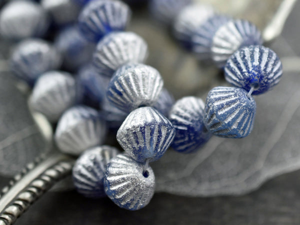 Czech Glass Beads - Matte Beads - Bicone Beads - Blue Beads - 11mm - Picasso Beads - 10pcs (A366)
