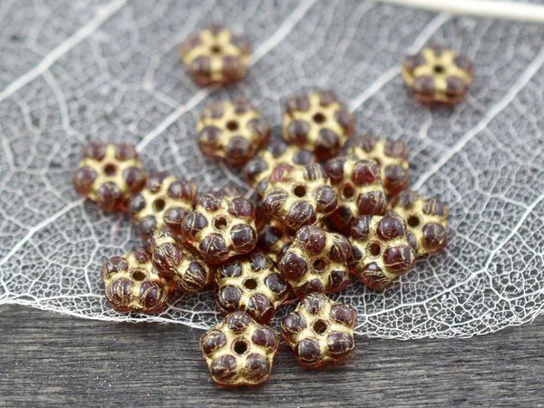 Daisy Spacers - Daisy Beads - Czech Glass Beads - Flower Beads - Forget Me Not Beads - Spacer Beads - 5mm - 50pcs - (1697)