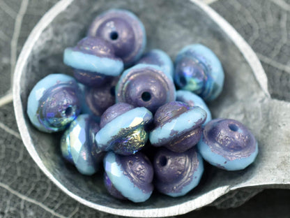 Czech Glass Beads - Saturn Beads - Saucer Beads - Planet Beads - Picasso Beads - UFO - 10pcs - 7x9mm - (139)