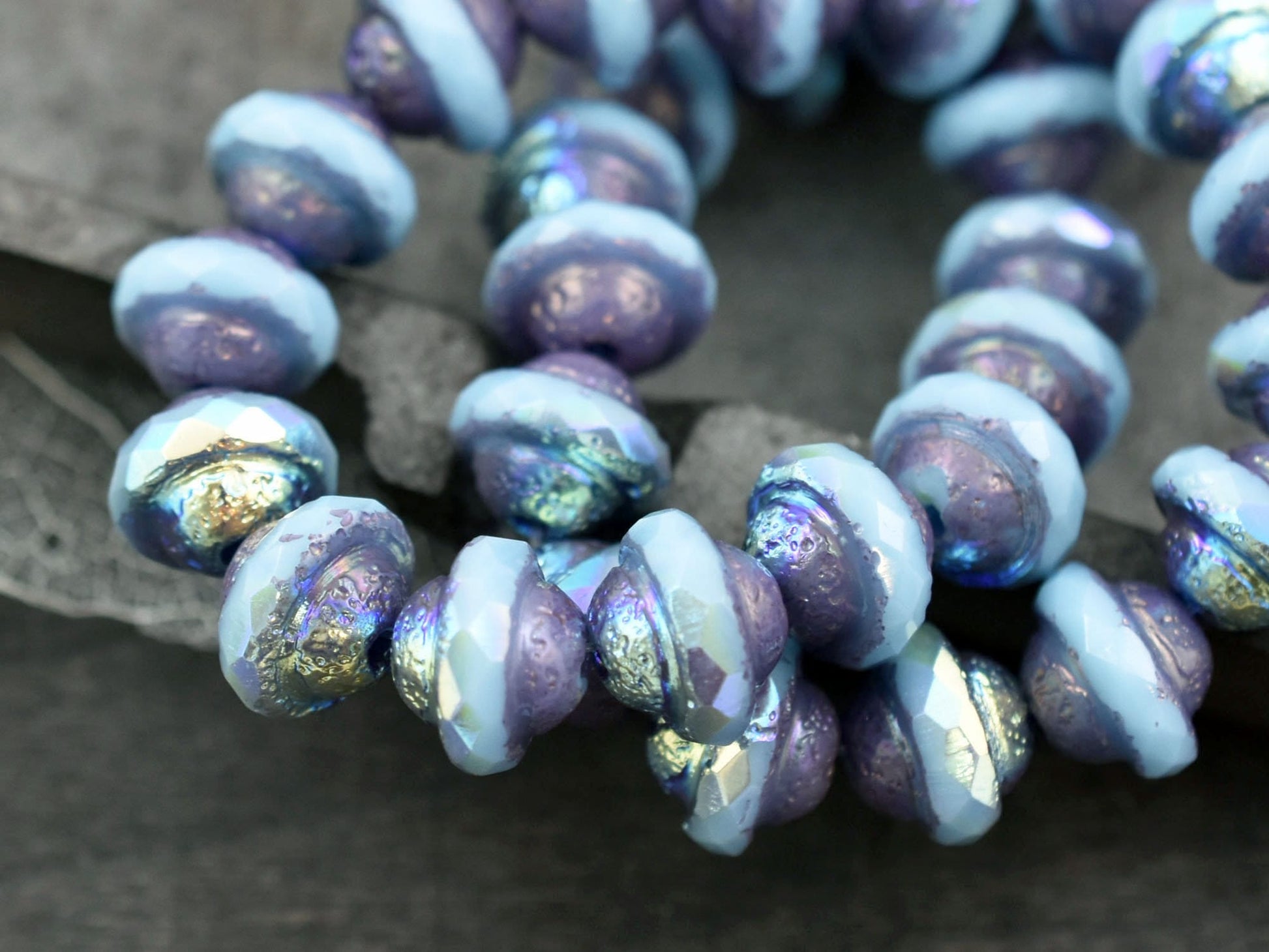 Czech Glass Beads - Saturn Beads - Saucer Beads - Planet Beads - Picasso Beads - UFO - 10pcs - 7x9mm - (139)