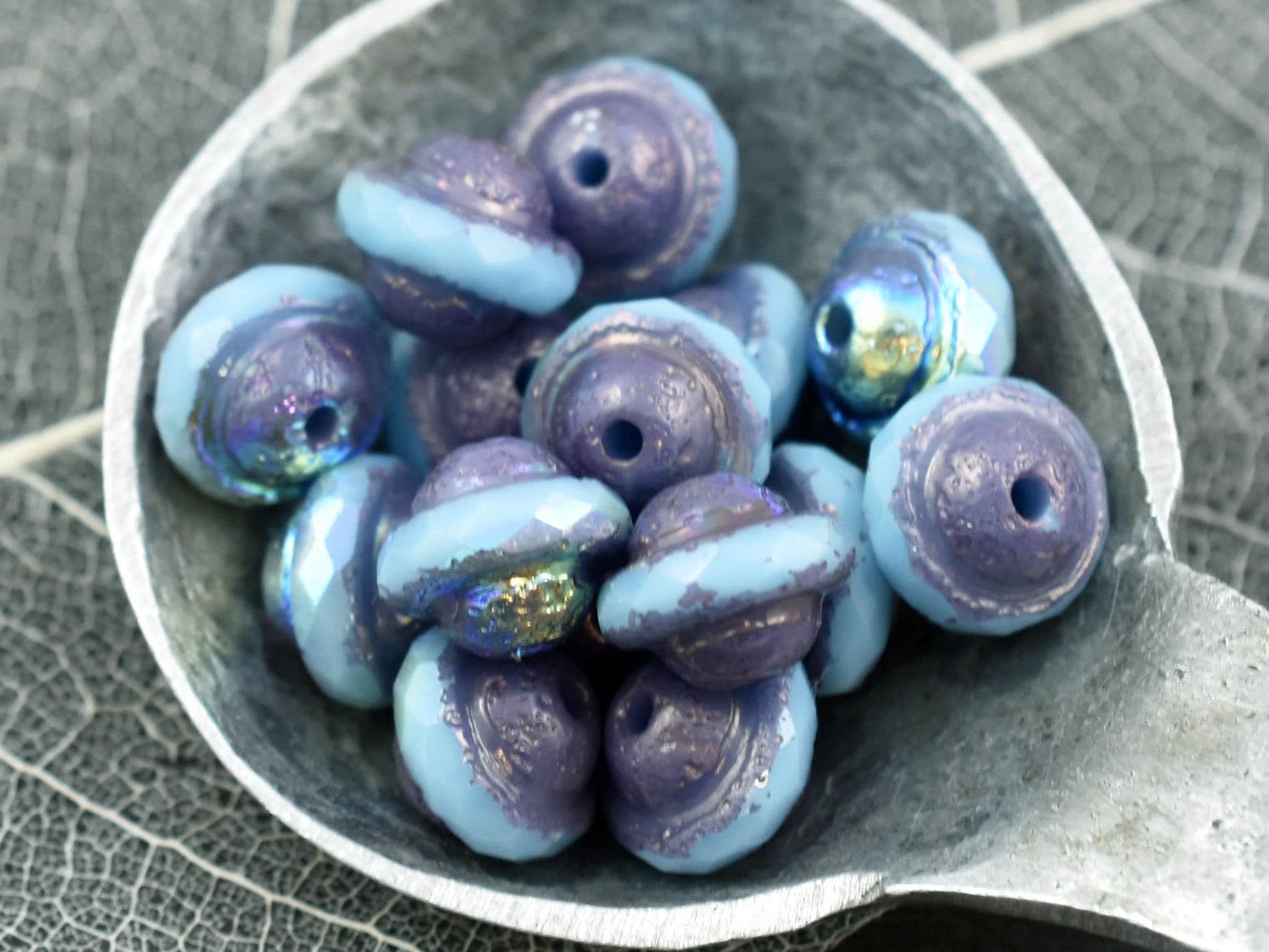 Czech Glass Beads - Saturn Beads - Saucer Beads - Planet Beads - Picasso Beads - UFO - 10pcs - 7x9mm - (139)
