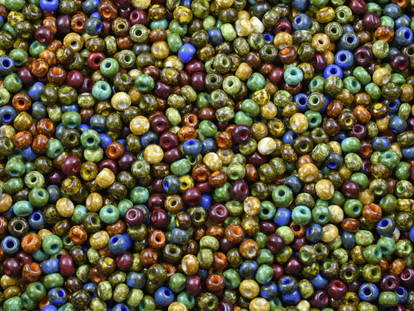 Large Hole Beads - Seed Beads - Picasso Beads - Czech Glass Beads -  Size 32 Beads - 32/0 Beads - 8x5mm - 20 grams (5783)