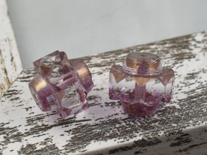Czech Glass Beads - Chunky Beads - New Czech Beads - Crown Beads - Large Glass Beads - 13x15mm - 4pcs - (449)