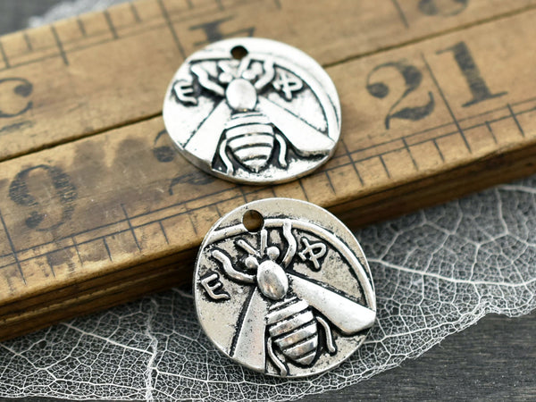 *2* 20mm Antique Silver Bee Charms