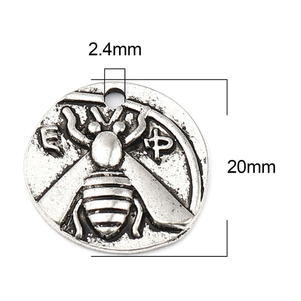 *2* 20mm Antique Silver Bee Charms