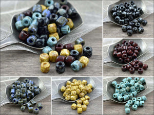 Picasso Beads - Czech Glass Beads - Seed Beads - Rola Beads - 6x4mm - 4.5mm - 50pcs