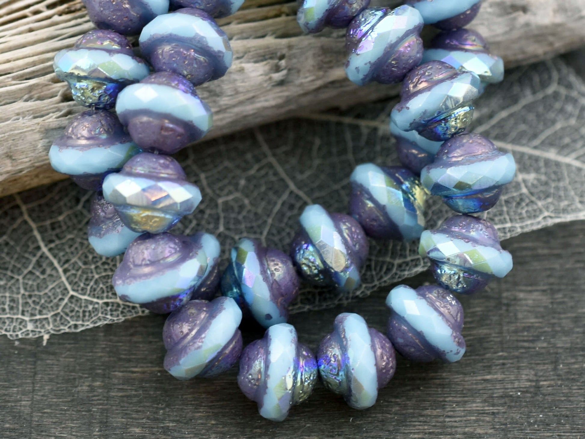 Czech Glass Beads - Saturn Beads - Saucer Beads - Planet Beads - Picasso Beads - UFO - 10pcs - 7x9mm - (139)