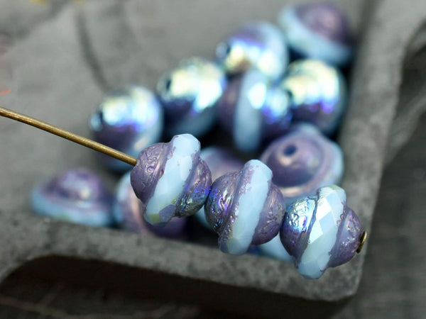 Czech Glass Beads - Saturn Beads - Saucer Beads - Planet Beads - Picasso Beads - UFO - 10pcs - 7x9mm - (139)