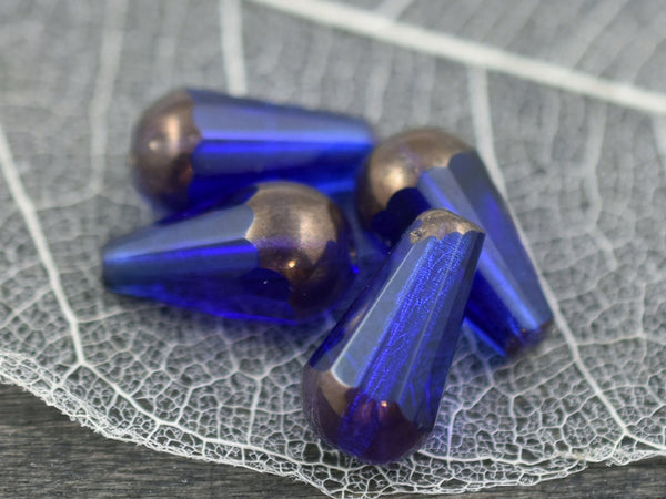 Tear Drop Beads - Czech Glass Beads - Drop Beads - Picasso Beads - Faceted Beads - 8x15mm - 4pcs - (5177)