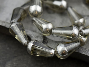 Teardrop Beads - Czech Glass Beads - Drop Beads - Picasso Beads - Faceted Beads - 8x15mm - 4pcs - (4954)