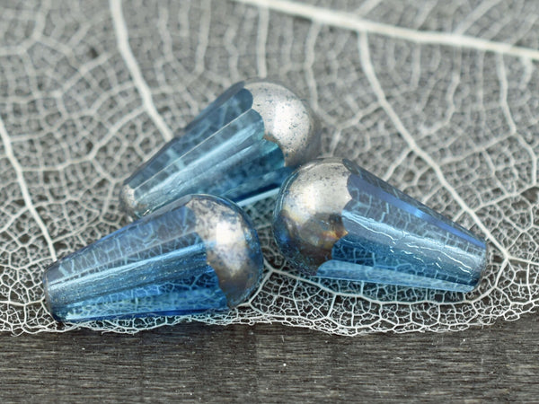 Czech Glass Beads - Drop Beads - Teardrop Beads - Picasso Beads - Faceted Beads - 8x15mm - 4pcs - (4621)
