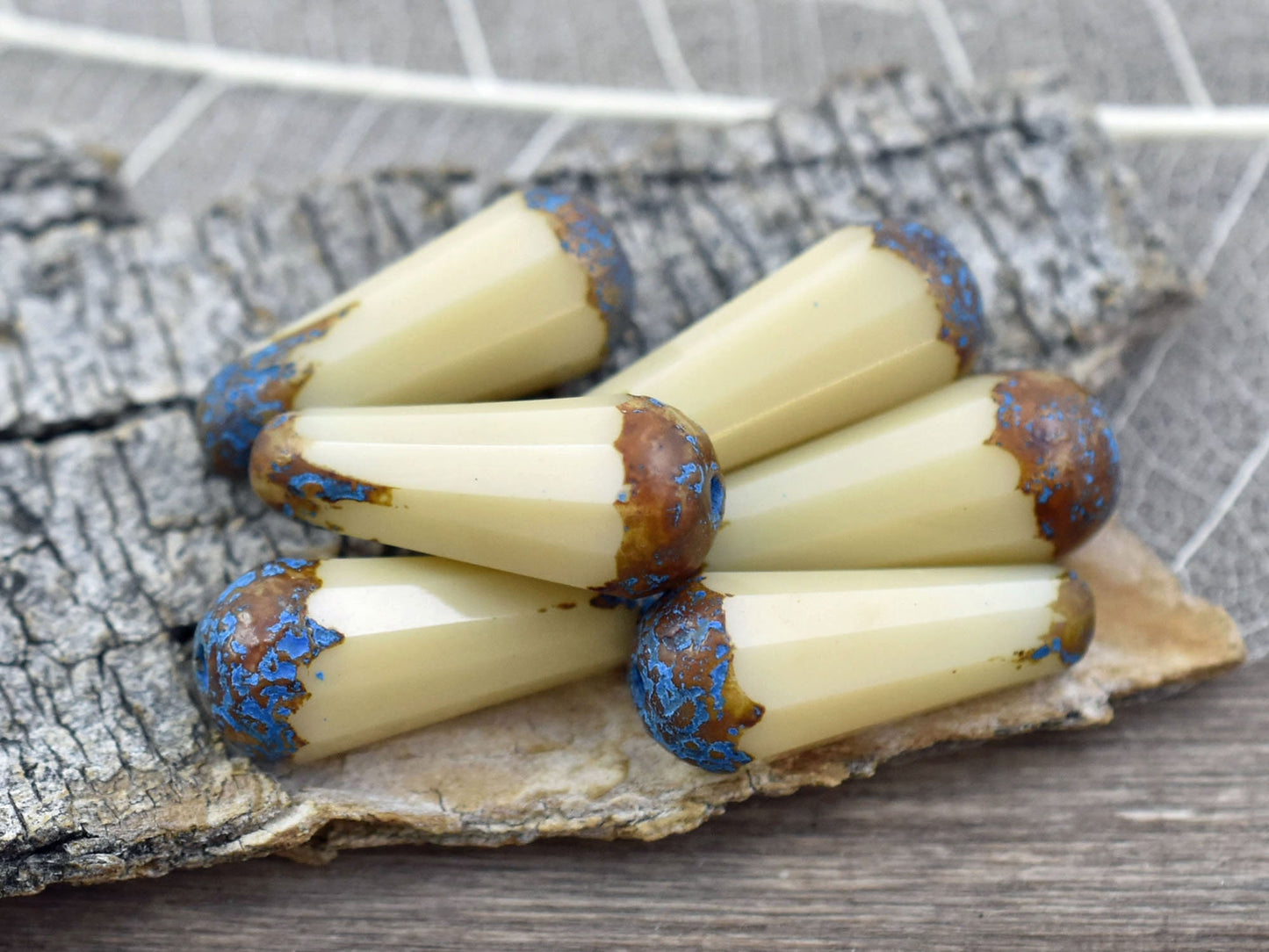 Picasso Beads - Czech Glass Beads - Drop Beads - Teardrop Beads - Faceted Beads - 8x20mm - 2pcs - (4587)