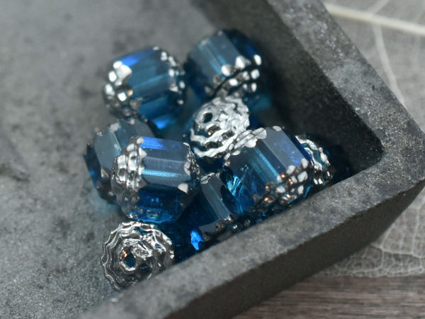 Czech Glass Beads - Cathedral Beads - Fire Polish Beads - Capri Blue - 6, 8 or 10mm