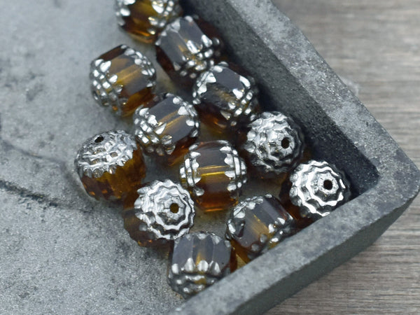 Czech Glass Beads - Cathedral Beads - Fire Polish Beads - Silvered Topaz - 6, 8 or 10mm