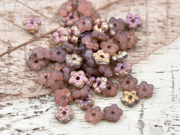 Czech Glass Beads - Daisy Spacers - Daisy Beads - Flower Beads - Forget Me Not Beads - Spacer Beads - 5mm - 50pcs - (3434)