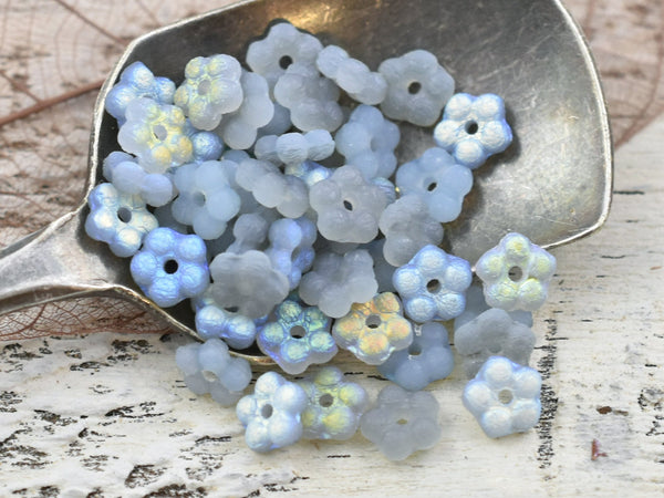 Czech Glass Beads - Daisy Spacers - Daisy Beads - Flower Beads - Forget Me Not Beads - Spacer Beads - 5mm - 50pcs - (3844)