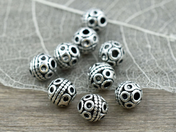 *50* 8mm Antique Silver Round Beads