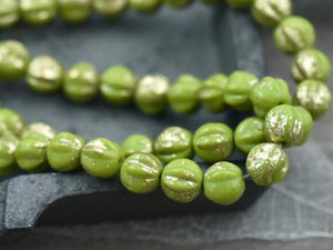 25* 6mm Bronze Washed Tropical Sea Large Hole Melon Beads – The