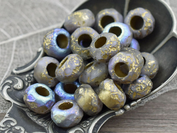 Large Hole Beads - Czech Glass Beads - Roller Beads - Roller Rondelle - Rondelle Beads - Picasso Beads - 5x8mm - 10pcs - (1292)