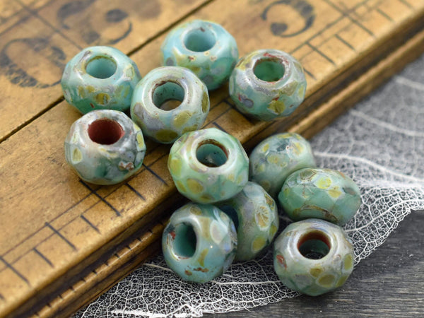Roller Beads - Rondelle Beads - Large Hole Beads - Picasso Beads - 3mm Hole Beads - Czech Glass Beads - 5x8mm - 10pcs - (4243)